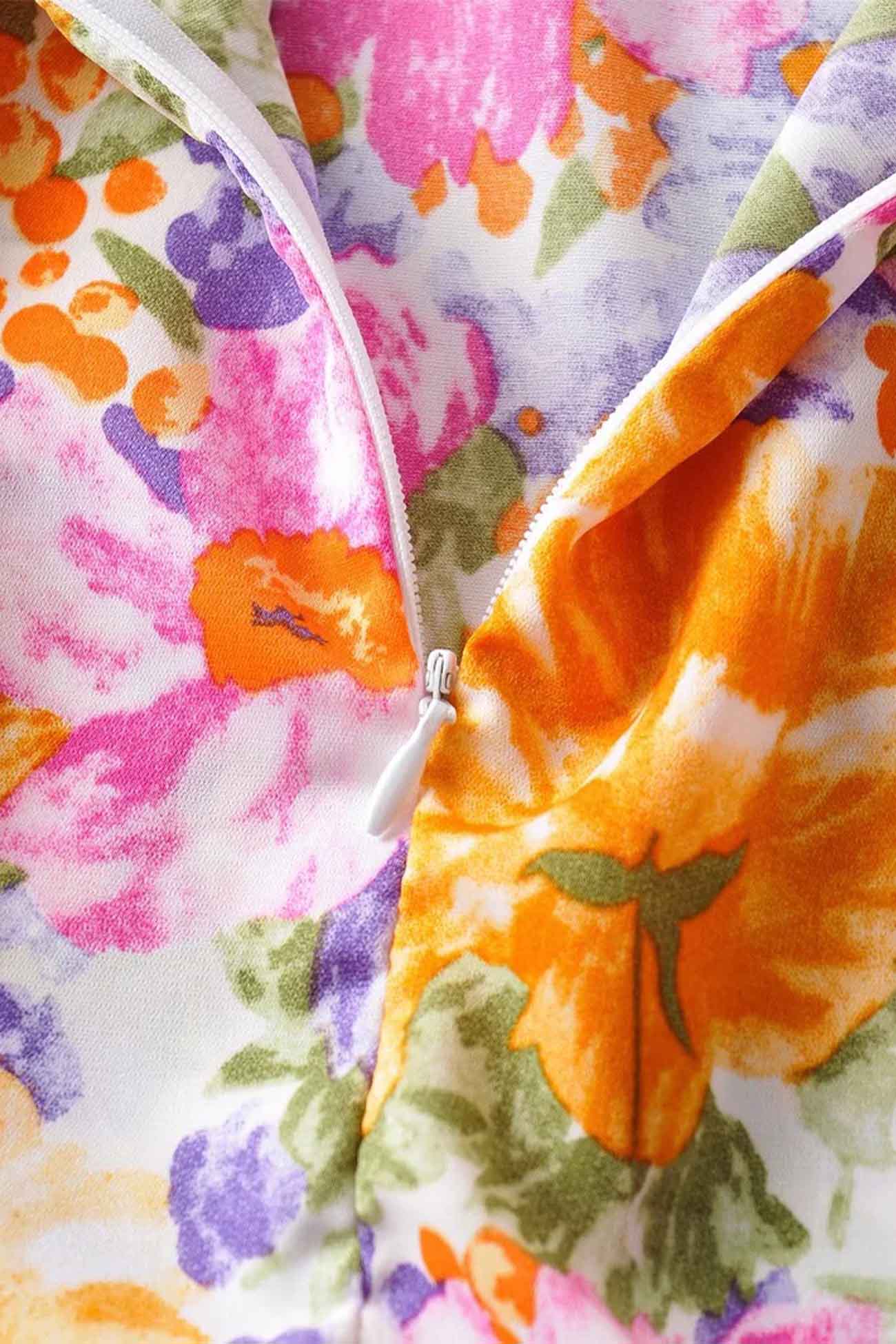 Women's Sundress - Floral Print - Square Neck - Ruffle Straps - Flared Skirt