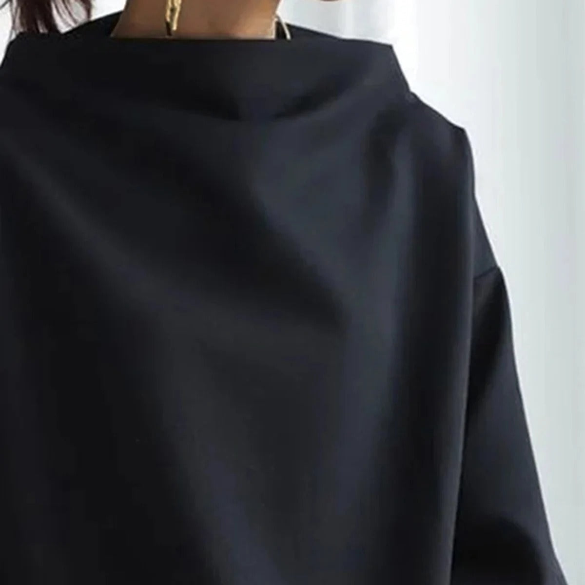 Women's fleece pullover high neck loose sweatshirt