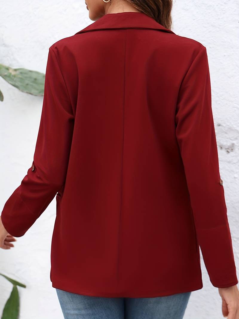 Women's casual open front blazer with lapel collar