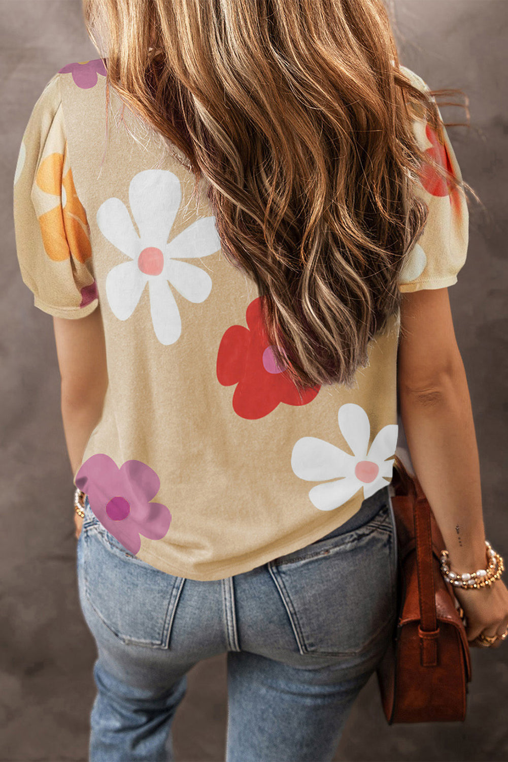 Floral print casual shirt with crew neck for women
