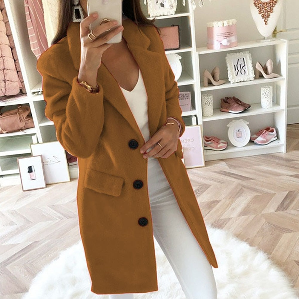Nicolette - collar mid-length double-breasted coat