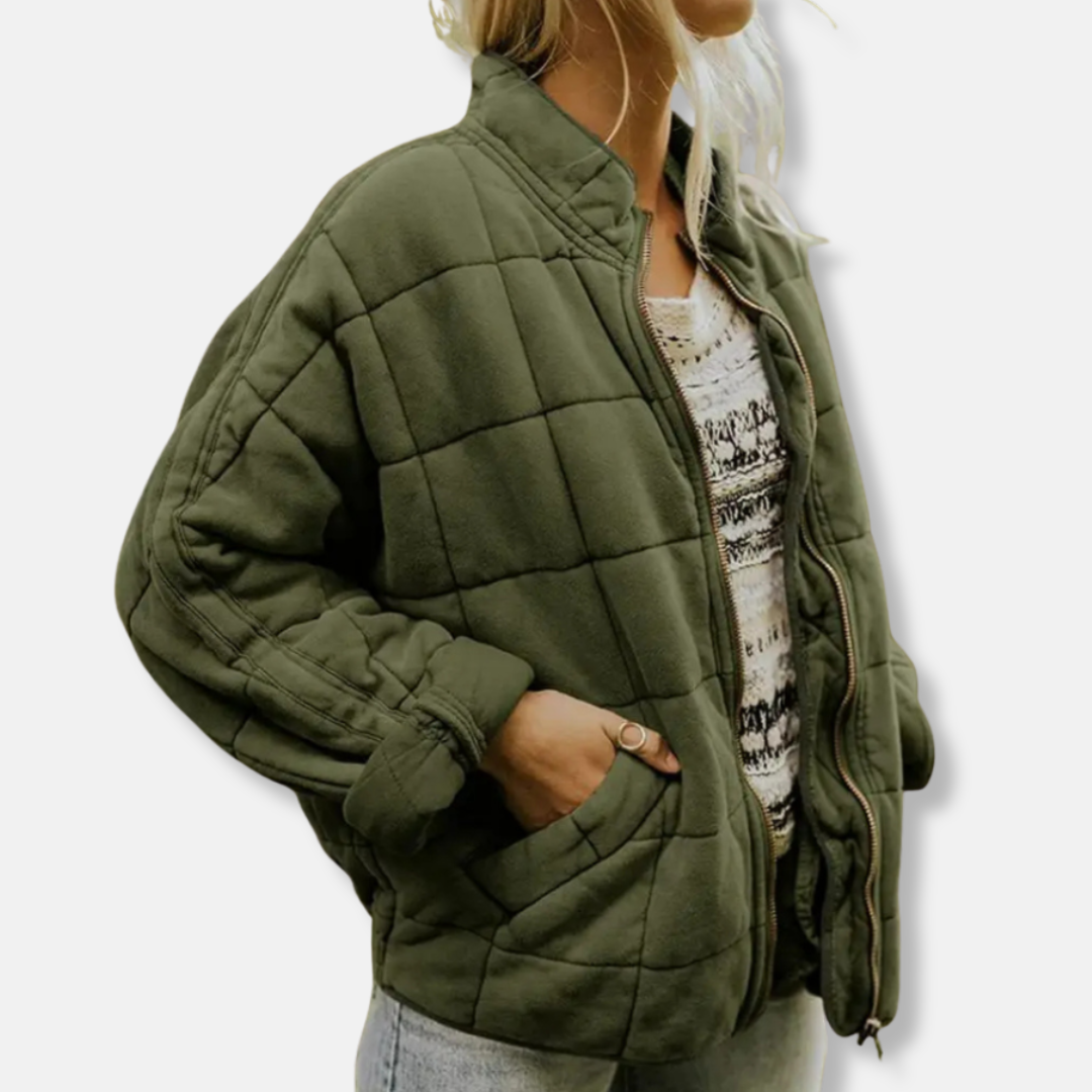 Rosie Cotton Quilted Jacket | Relaxed Fit Stand Collar Jacket