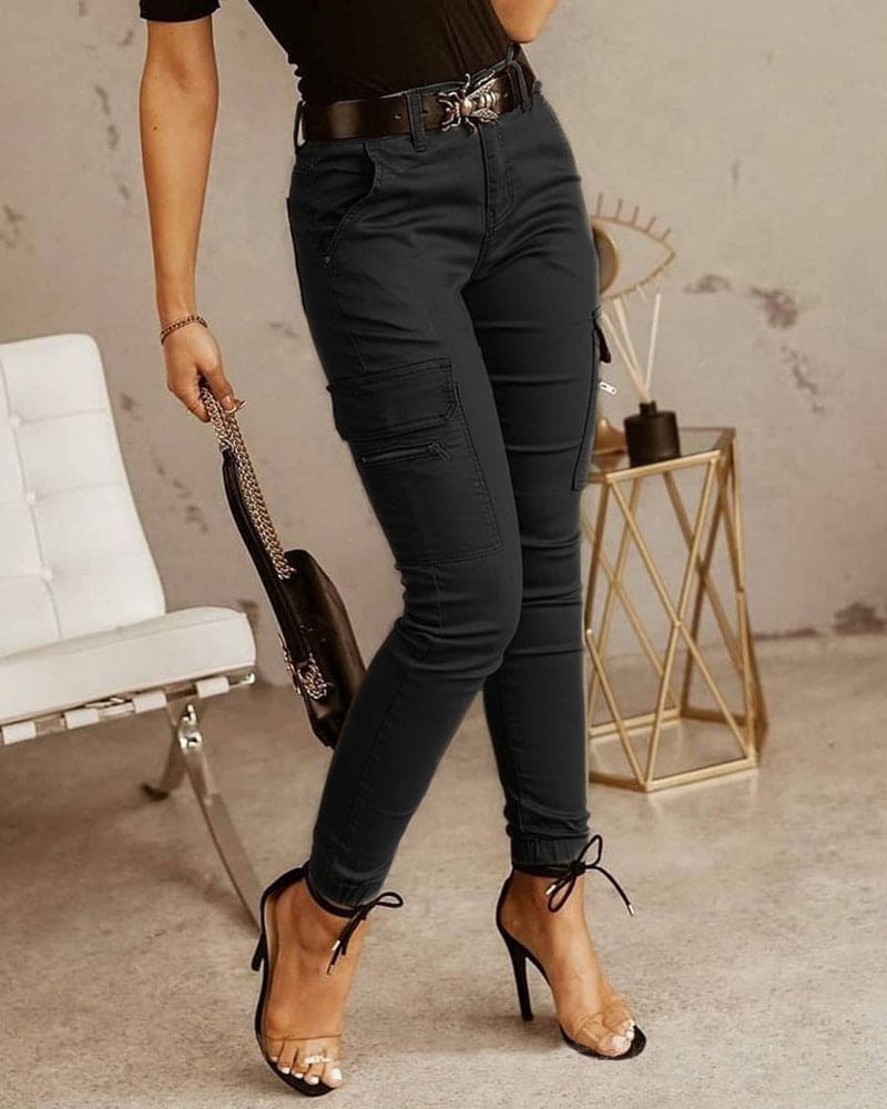 Women's stylish mid-rise cargo pants