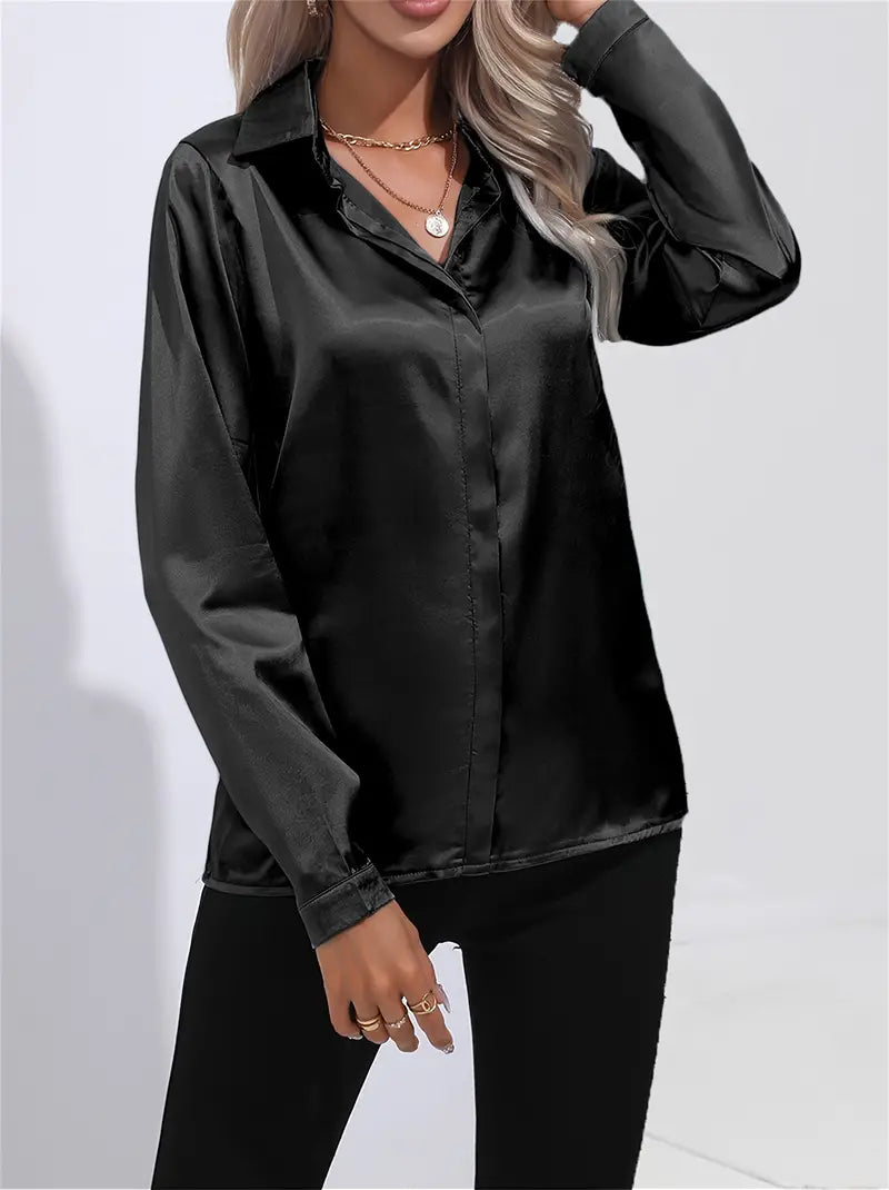 Women's button-down glossy shirt