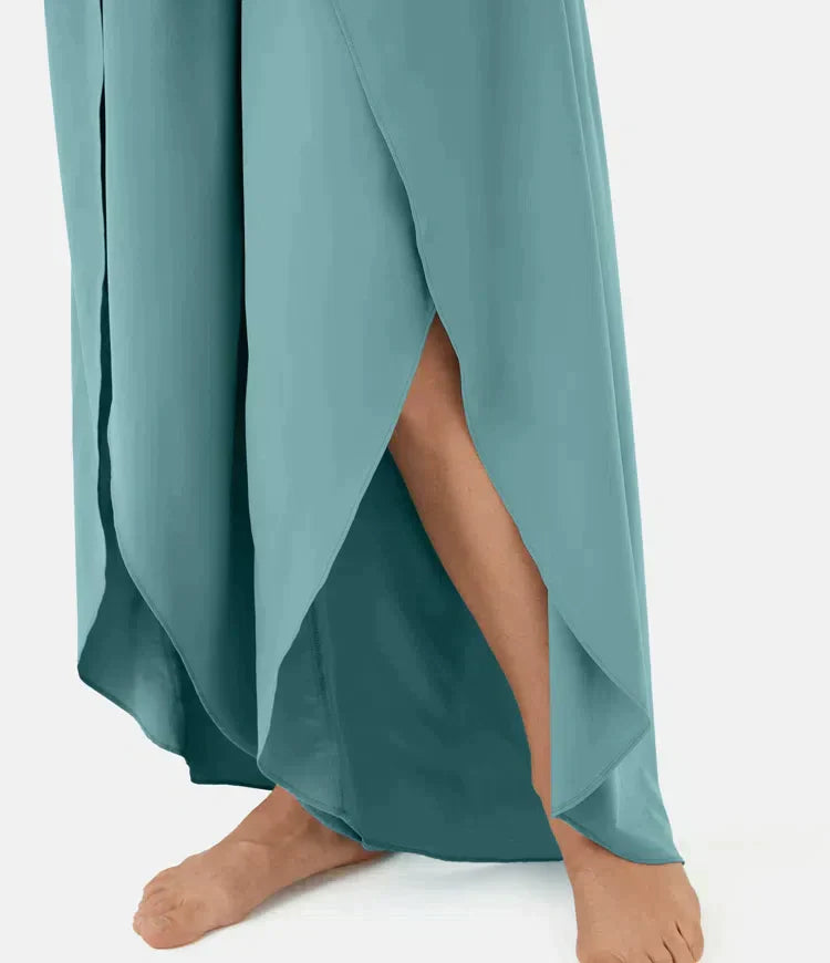 High Waist Asymmetrical Hem Trousers