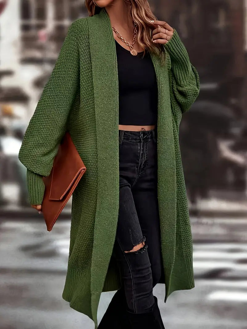 Women's long knitted cardigan