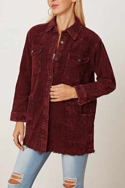 Vivienne - raw hem pocketed button up jacket