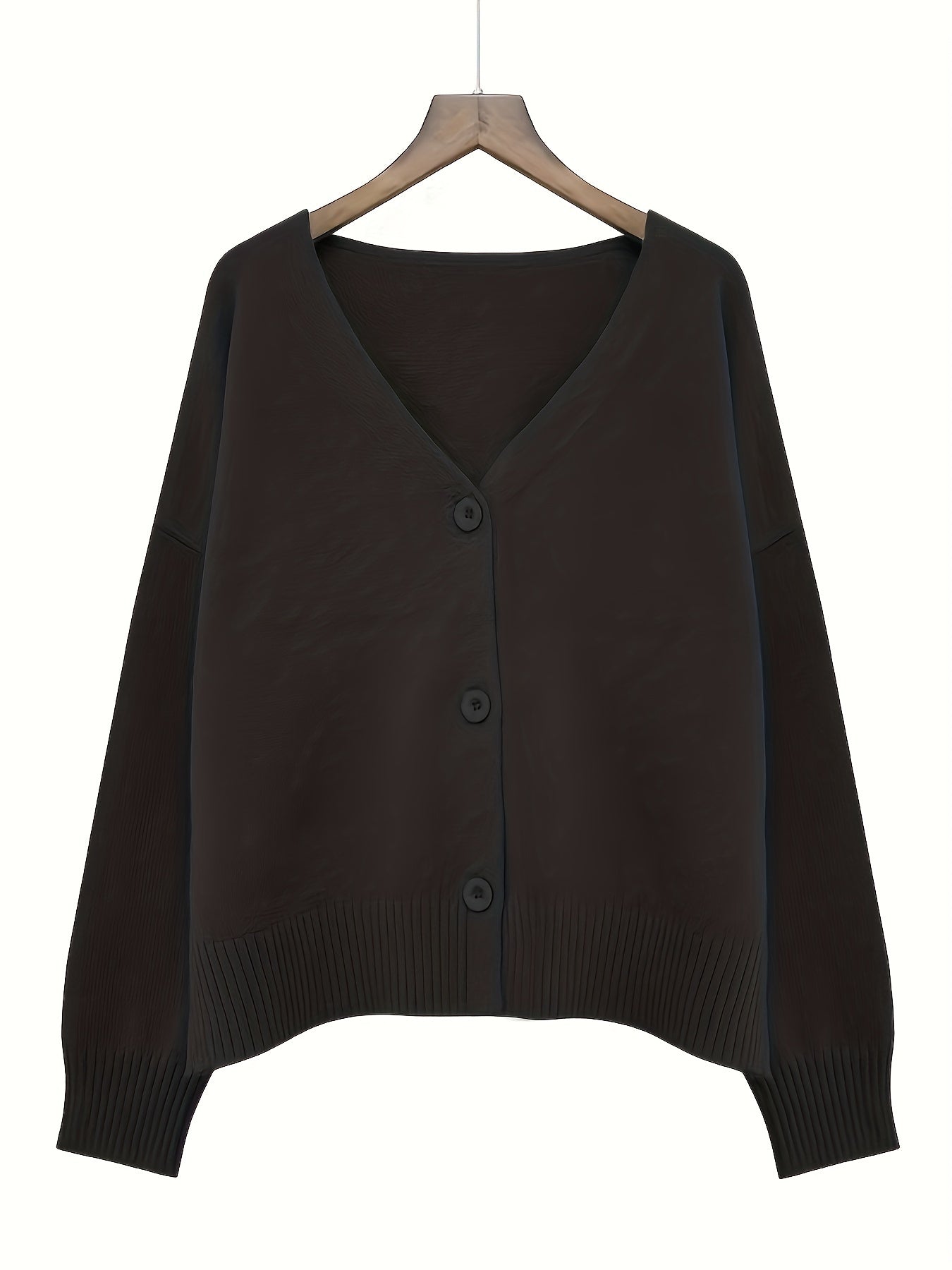 Women’s Cardigan - Relaxed Fit - Button Front - Ribbed Cuffs - Drop Shoulder Design