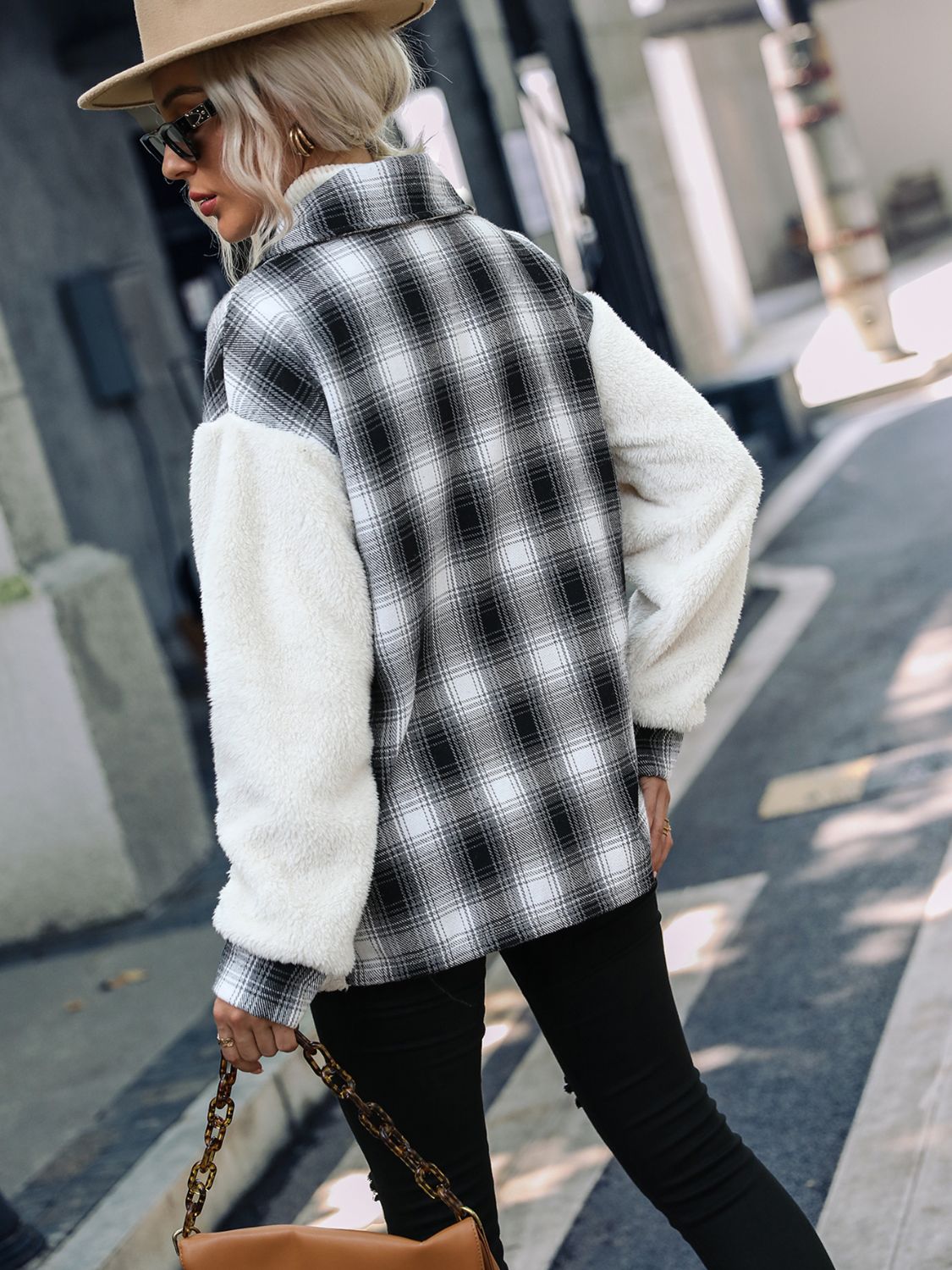 Women's plaid plush coat