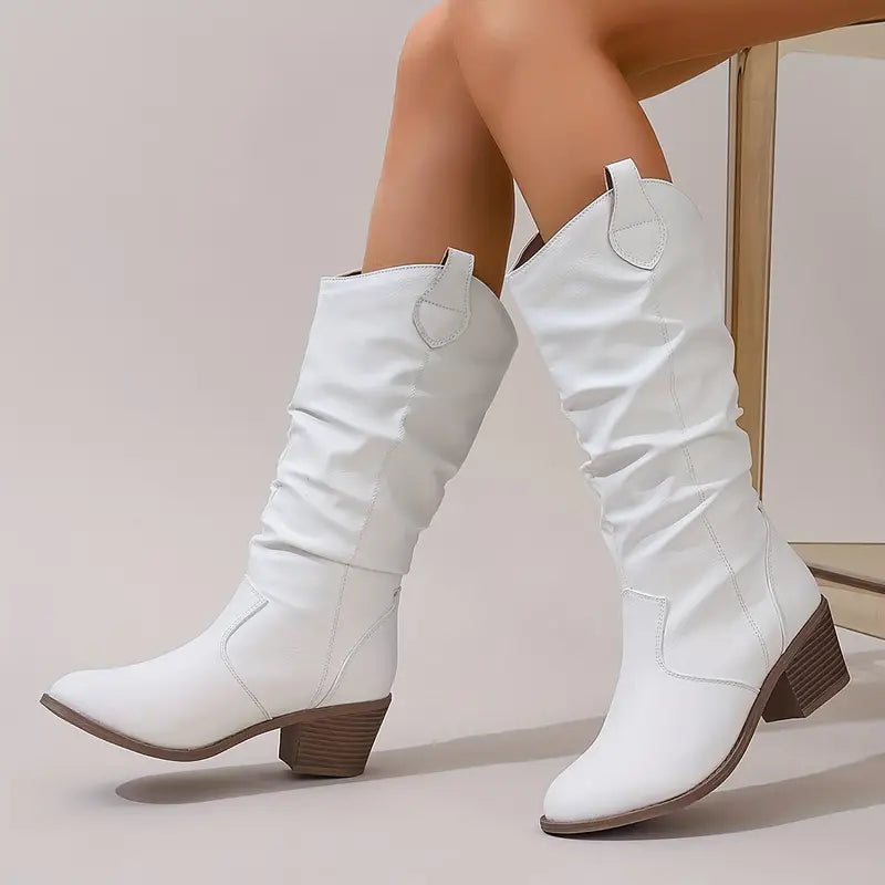 Women's high heel maillard v-mouth skinny boots