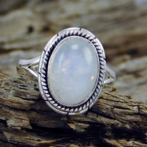 Braided Detail Sterling Silver Ring with Gemstone