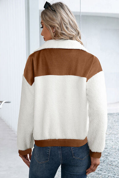 Serena - contrast sherpa button up jacket