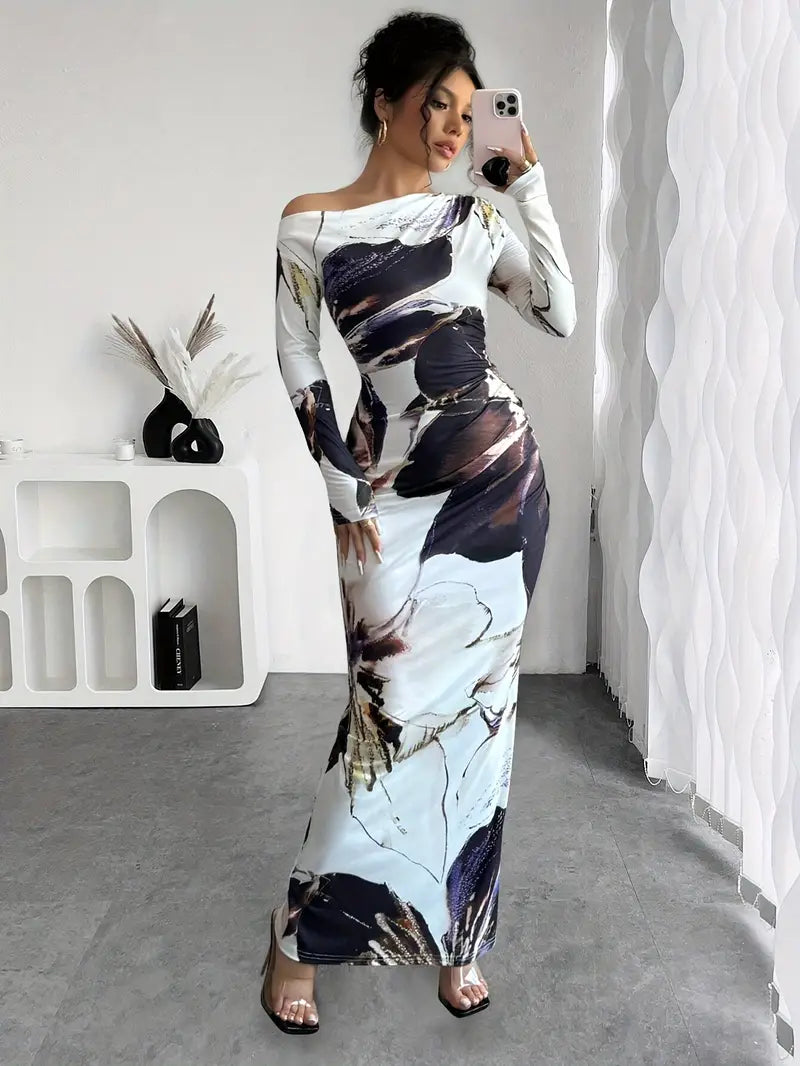 Elegant Long Sleeve Maxi Dress