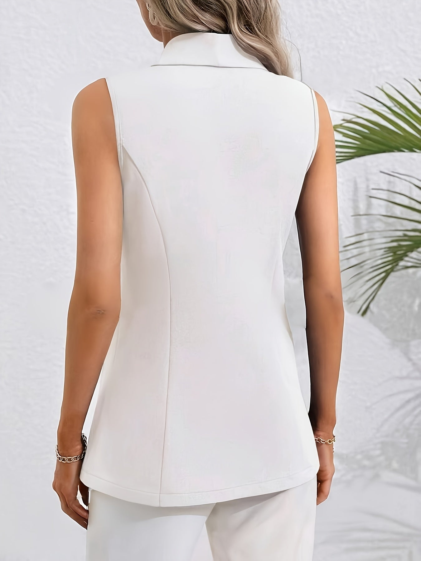 Sleeveless shawl collar open-front blazer for women