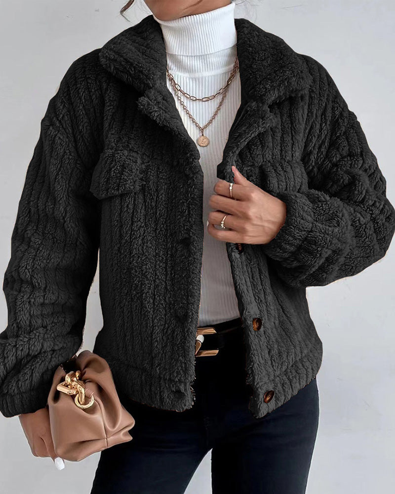 Women's casual plain thick coat