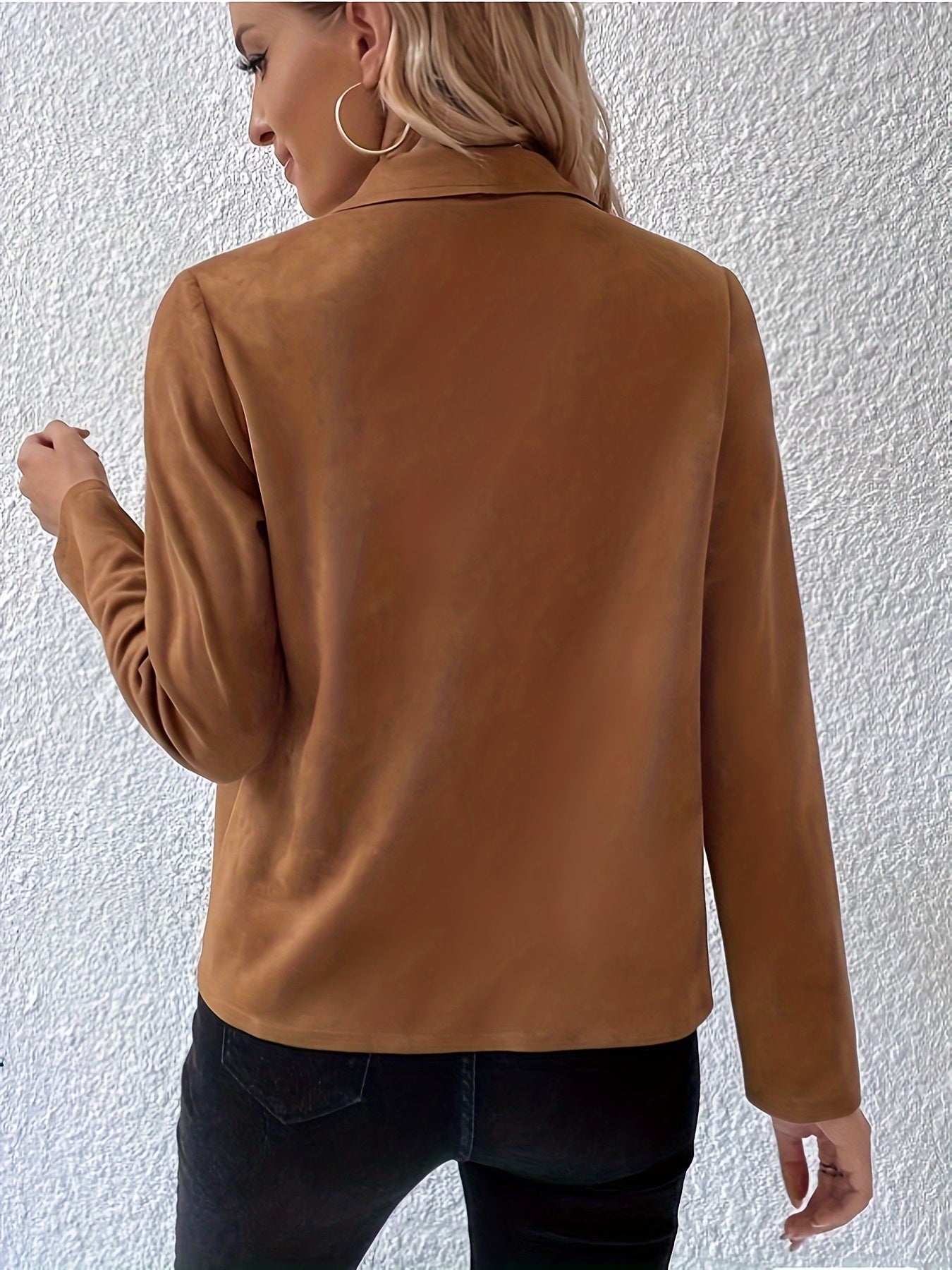Waterfall Collar Zip Front Jacket