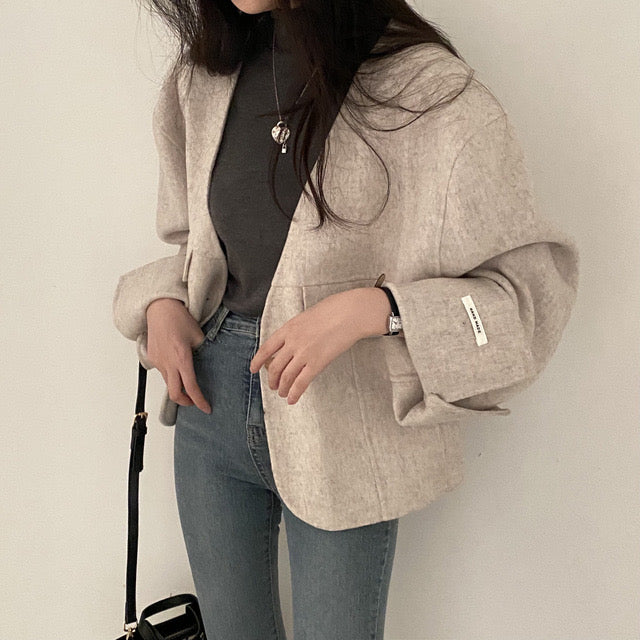 Women's vintage chic v-neck loose jacket