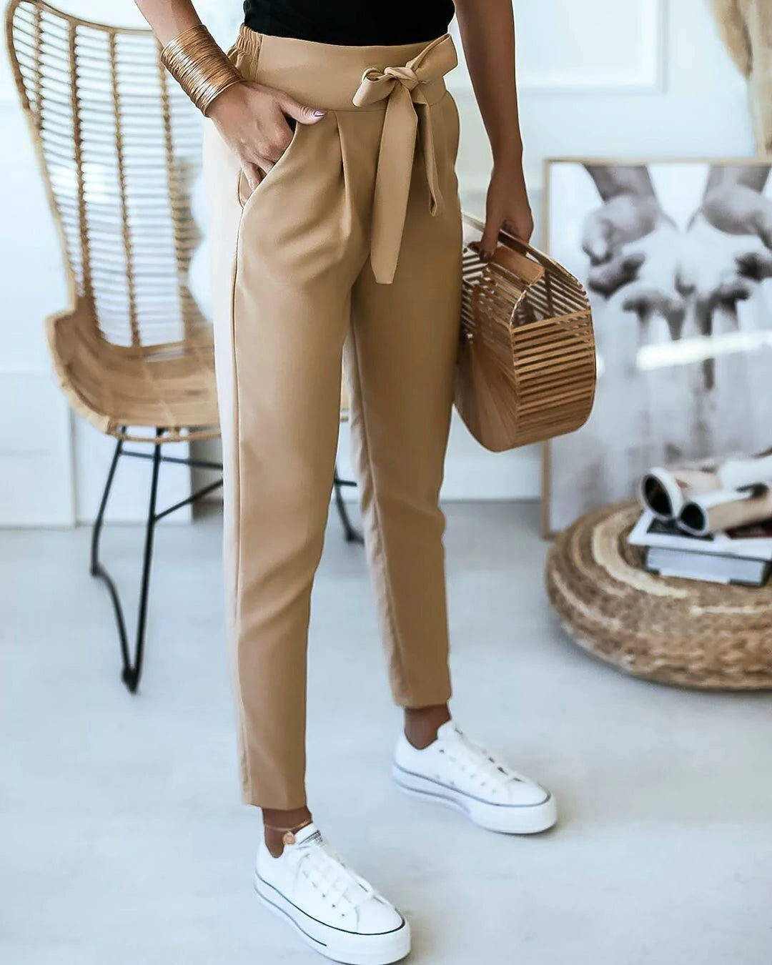 High Waist Pleated Trousers