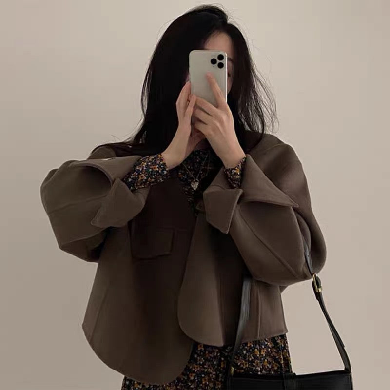 Women's vintage chic v-neck loose jacket