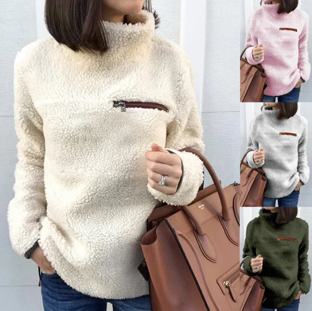 Women's high neck fleece sweater