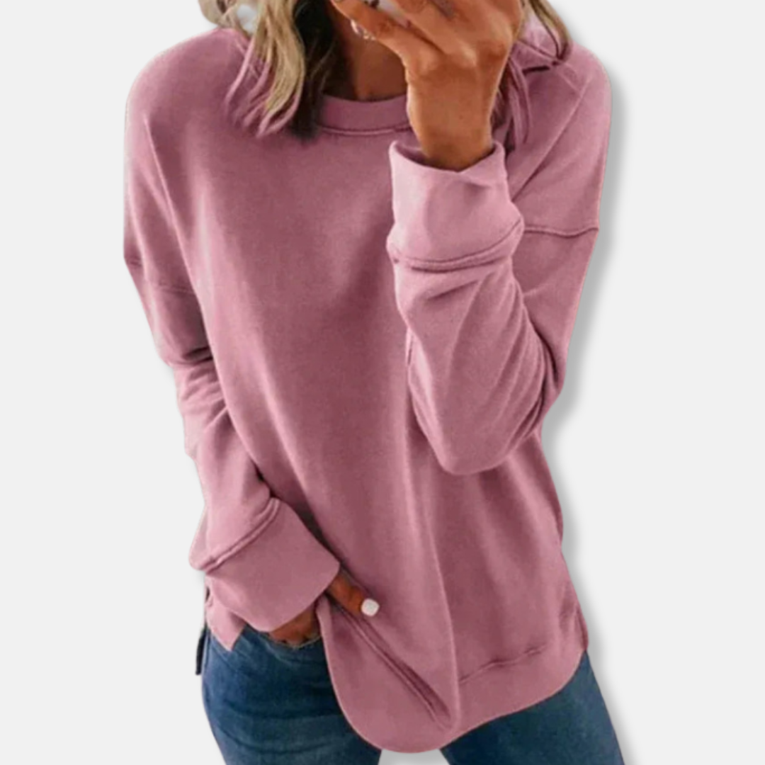 Women’s Sweatshirt – Relaxed Fit – Cotton Blend – Crew Neck Long Sleeve Casual Wear