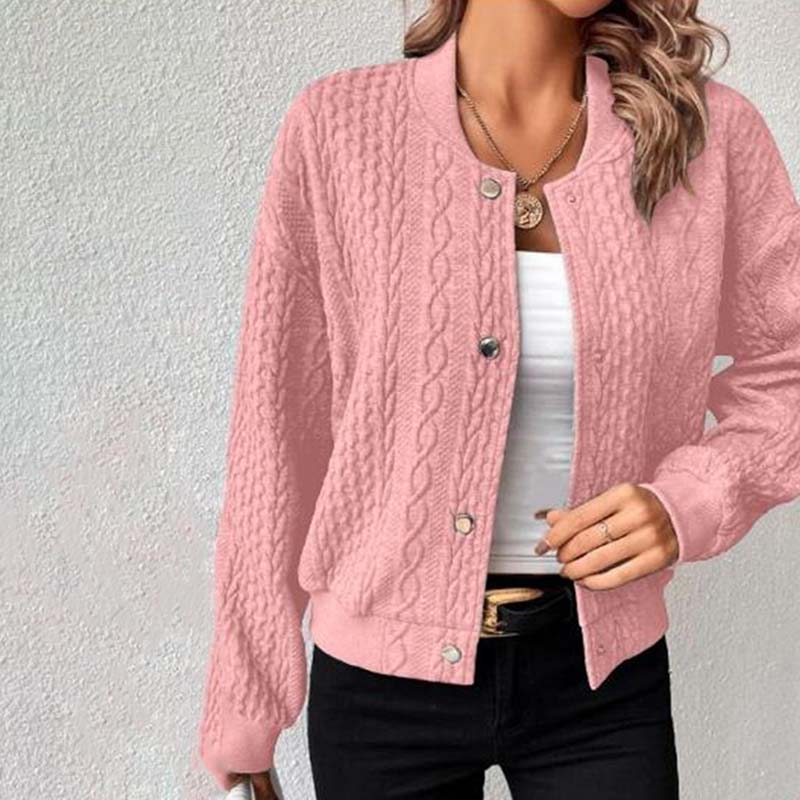 Women's solid color stand collar single breasted jacket