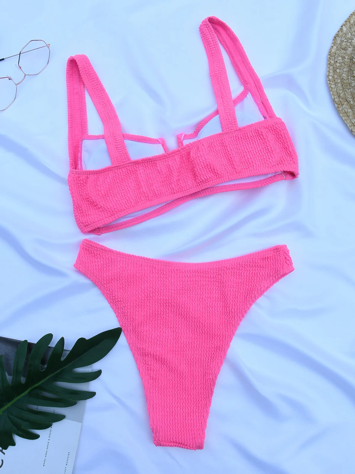Textured High-Waisted Bikini Set