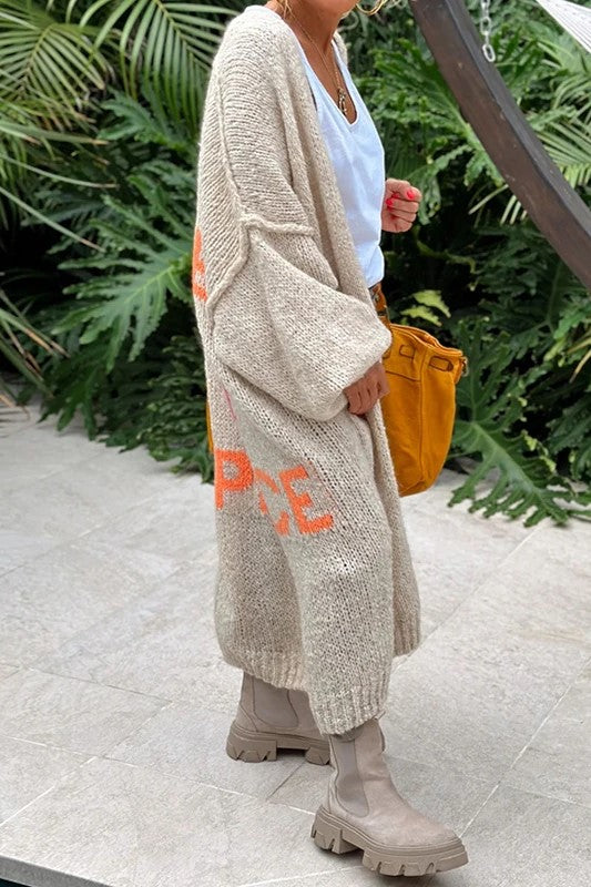 Women's long sleeved elegant knitted coat