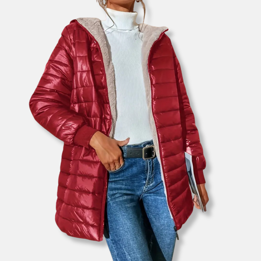 Amelia Hooded Quilted Puffer Jacket | Reversible Relaxed Fit Jacket