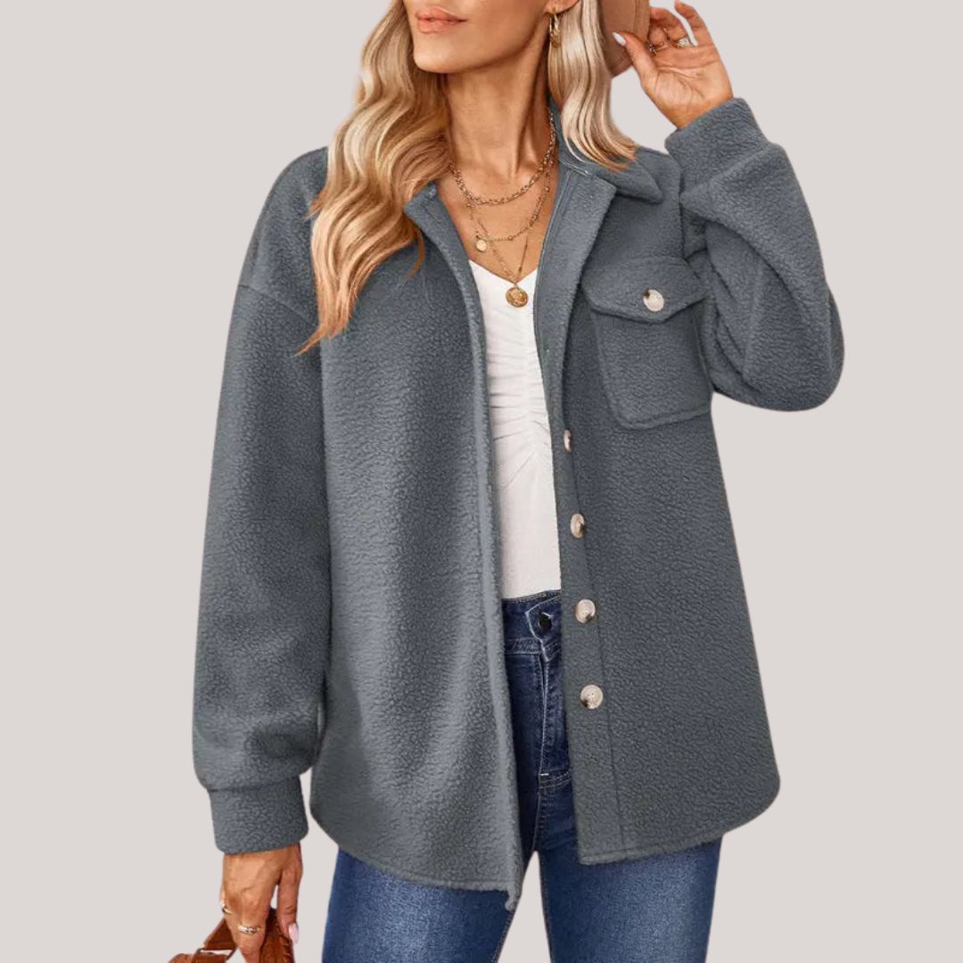 Women's autumn winter fashion lapel plush jacket