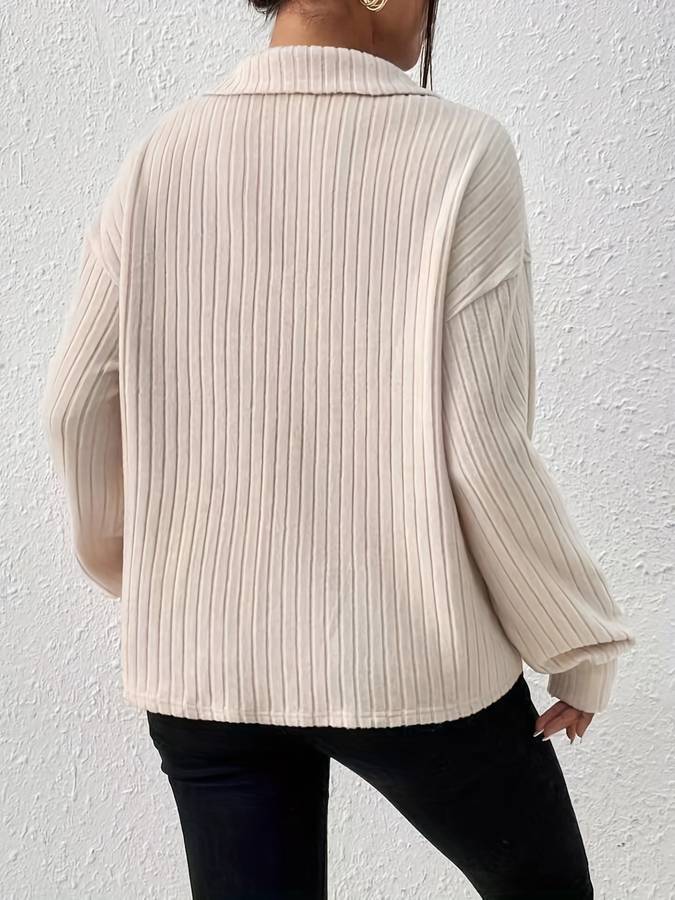 Women's long sleeve solid color polo shirt