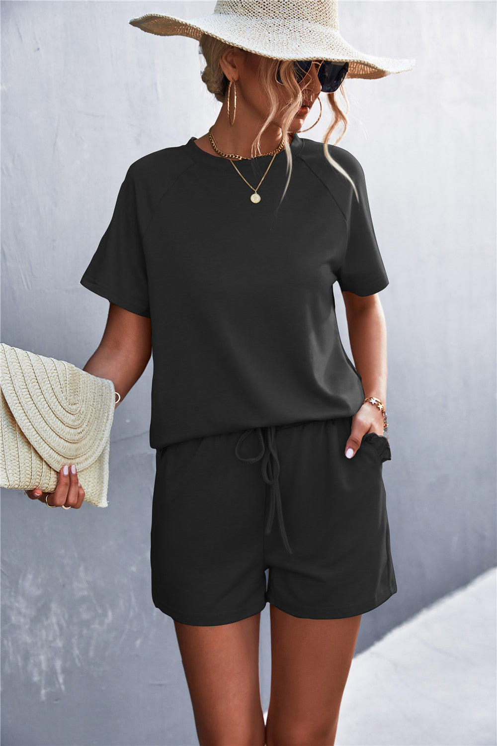 Solana - ruffle hem top and shorts set with pockets
