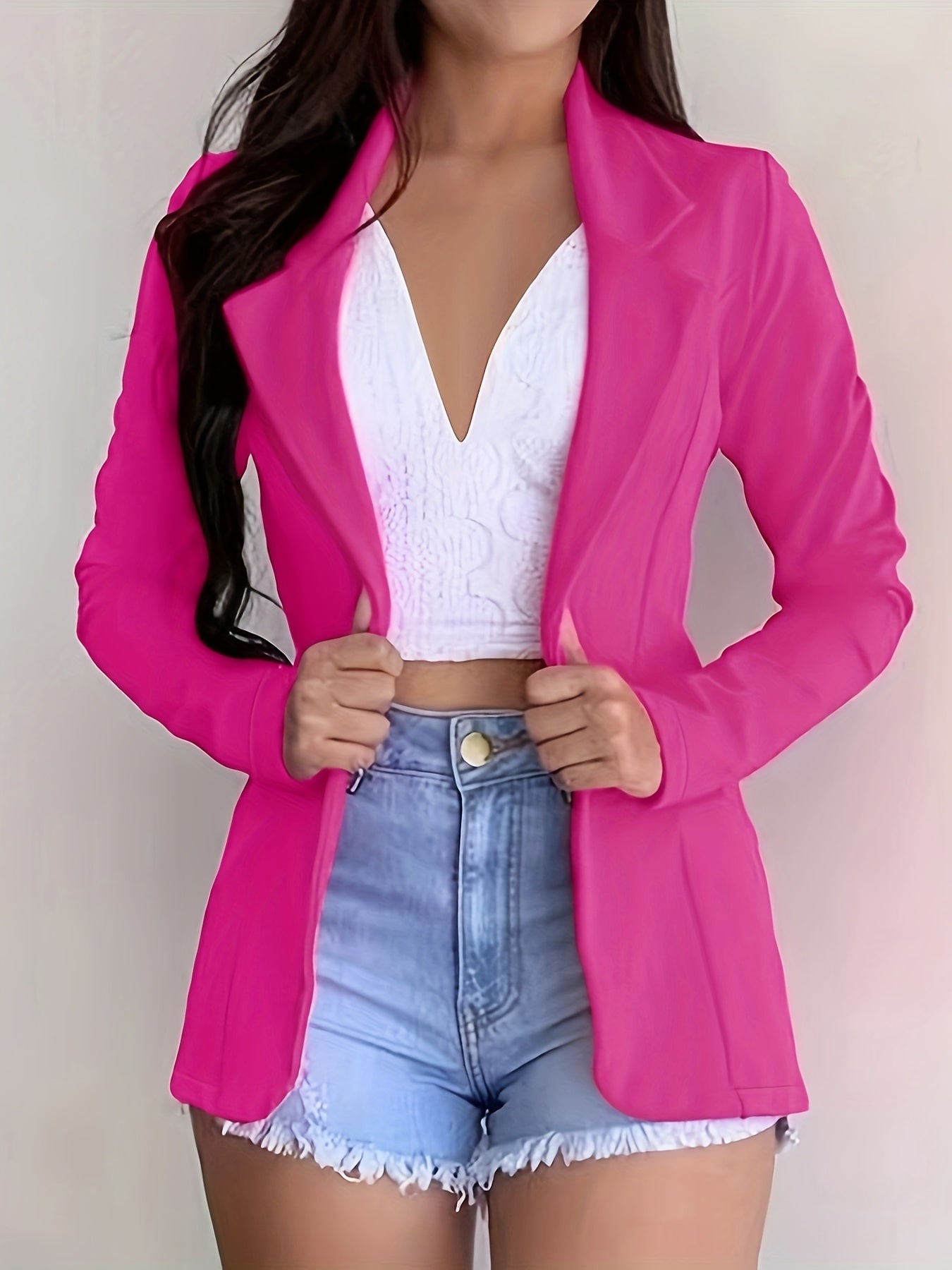 Women's slim fit lapel long sleeve blazer