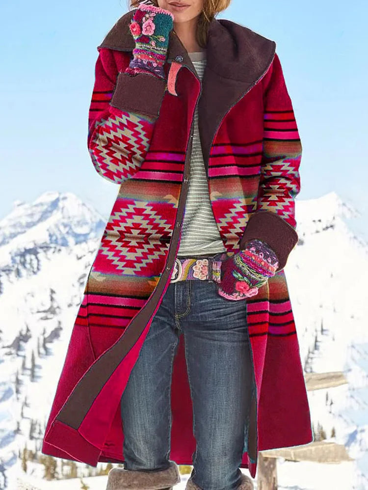 Women's colorful bohemian long coat