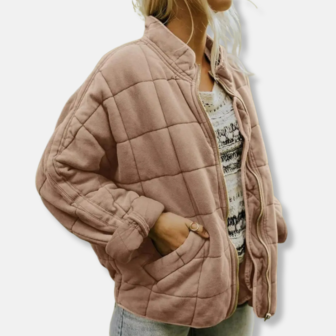 Rosie Cotton Quilted Jacket | Relaxed Fit Stand Collar Jacket