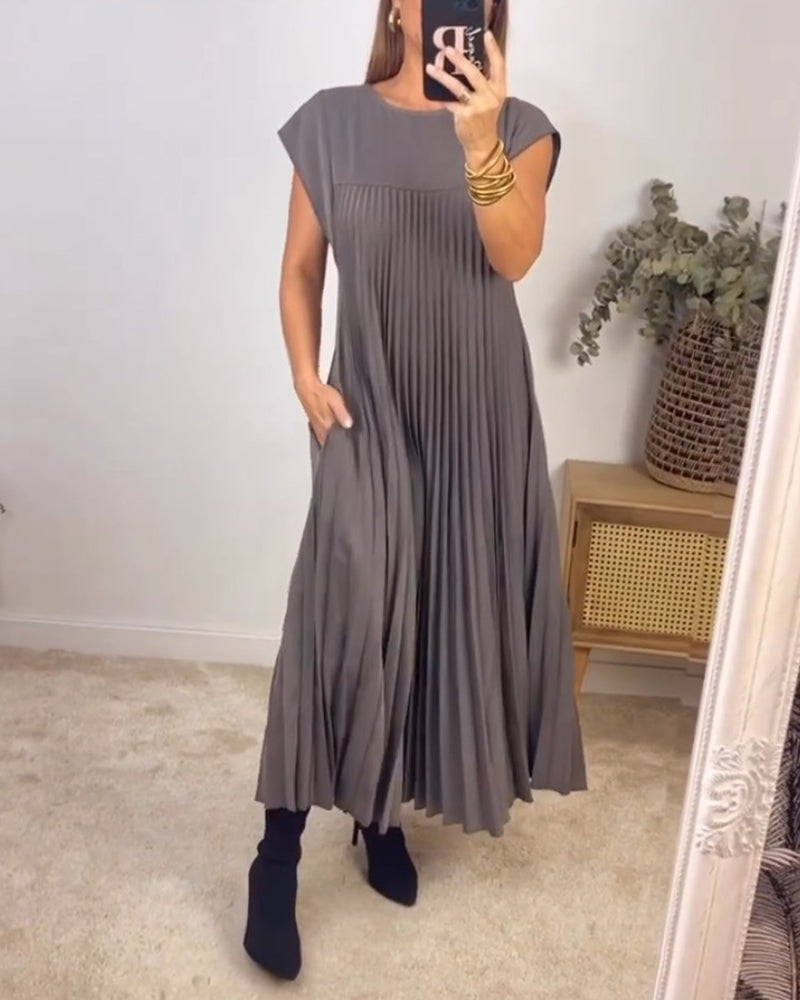 Sleeveless Pleated Dress for Women
