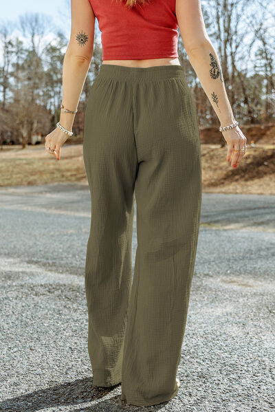 Tahira - texture tied wide leg pants