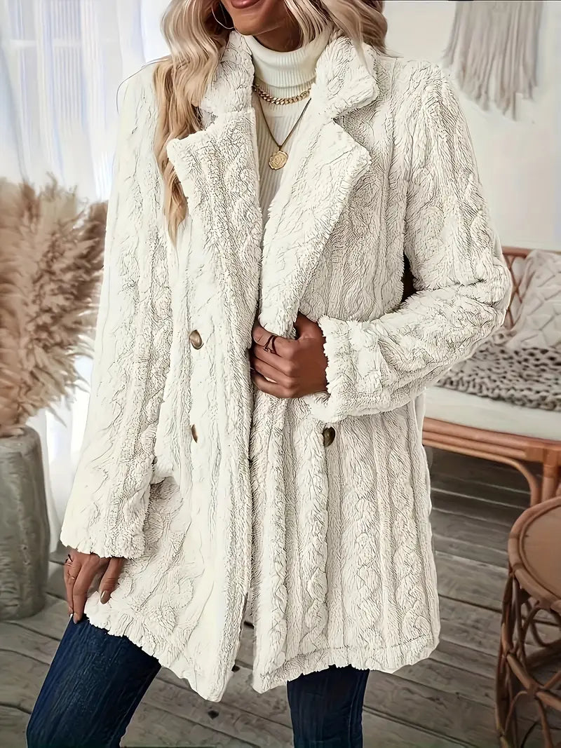 Women's casual double-breasted plush coat