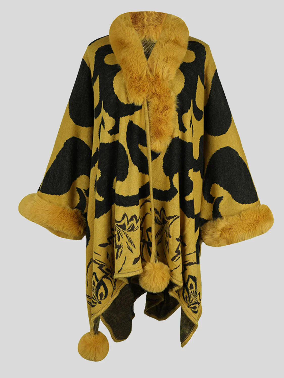 Women's stylish poncho for winter with print