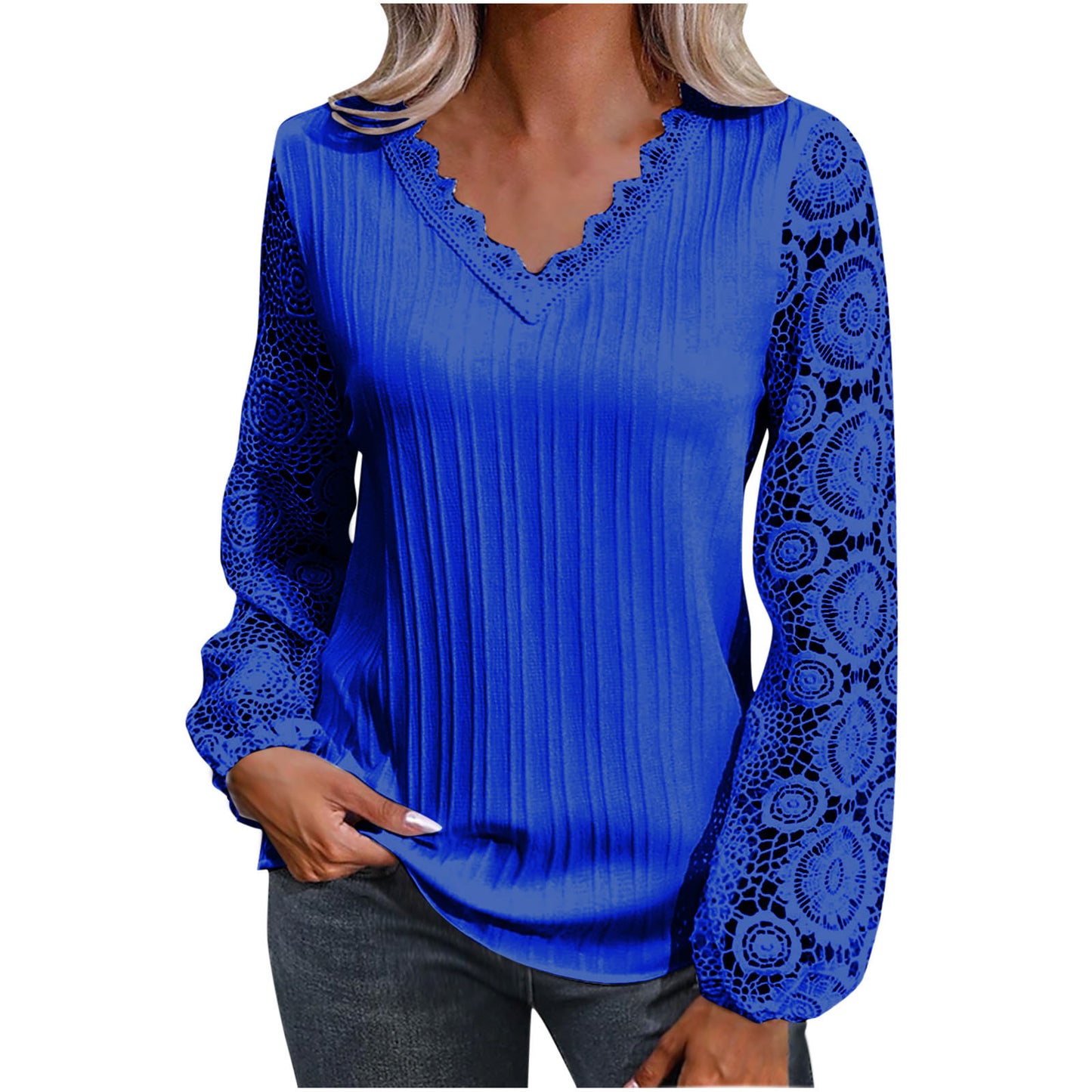Women's v-neck lace knit top