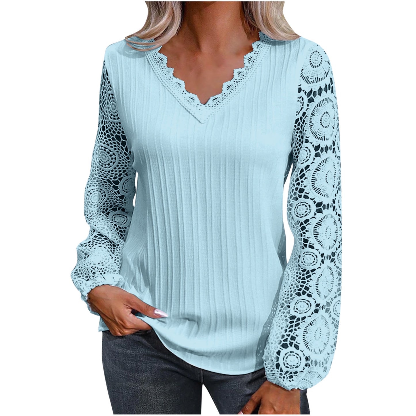 Women's v-neck lace knit top