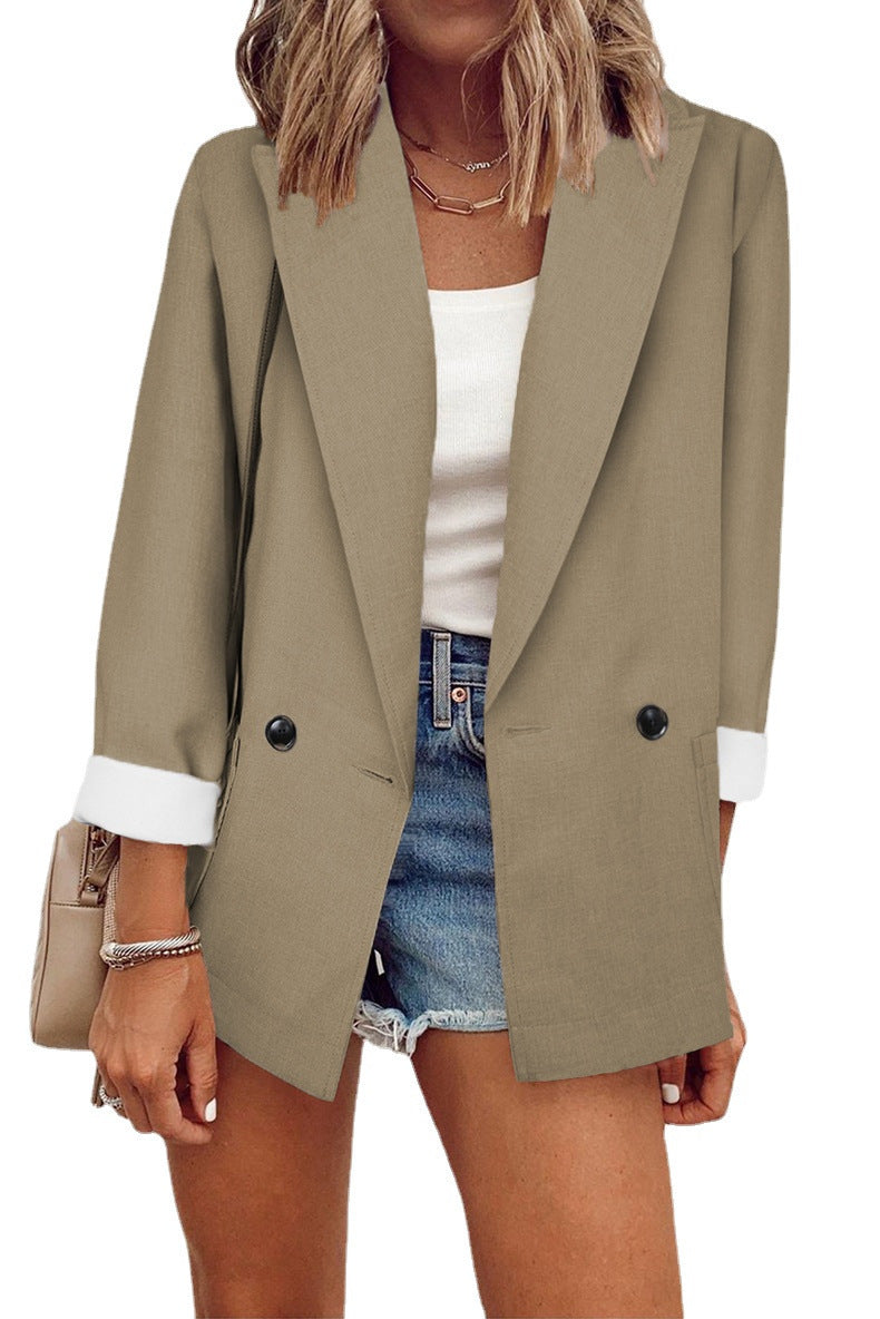 Women's winter solid color blazer jacket