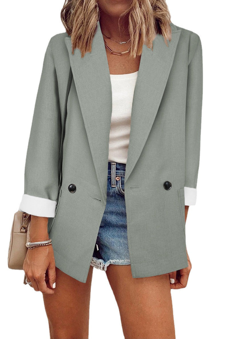Women's winter solid color blazer jacket