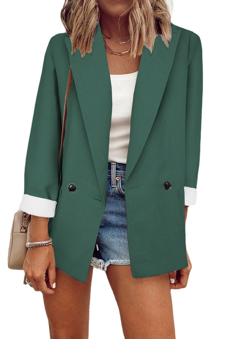 Women's winter solid color blazer jacket
