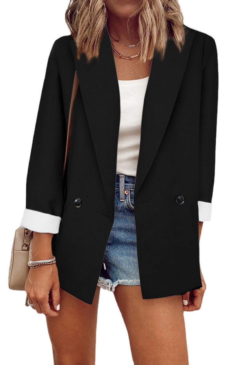 Women's winter solid color blazer jacket