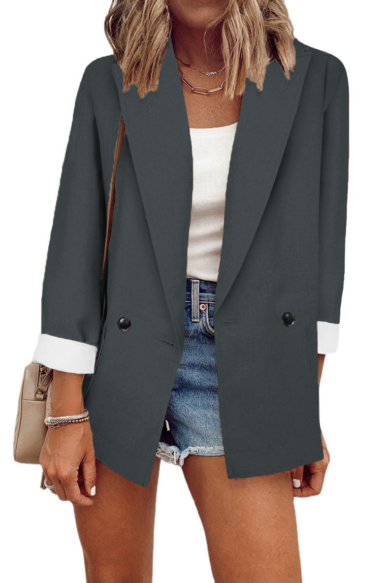 Women's winter solid color blazer jacket