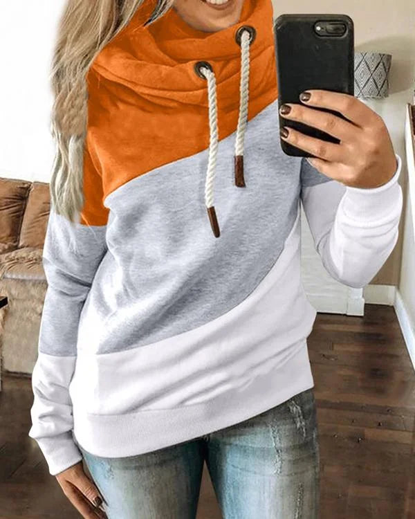 Women's Splicing Hooded Fleece Sweatshirt