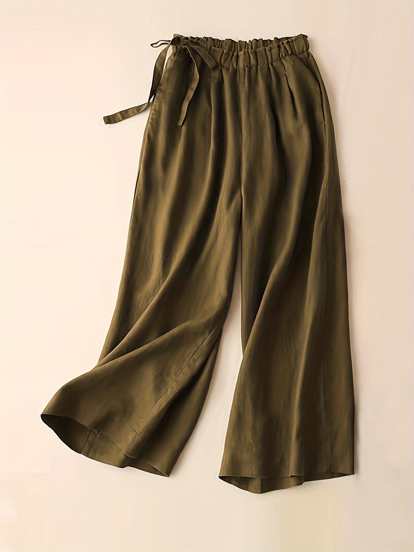 Women's high waist wide leg pants with side tie