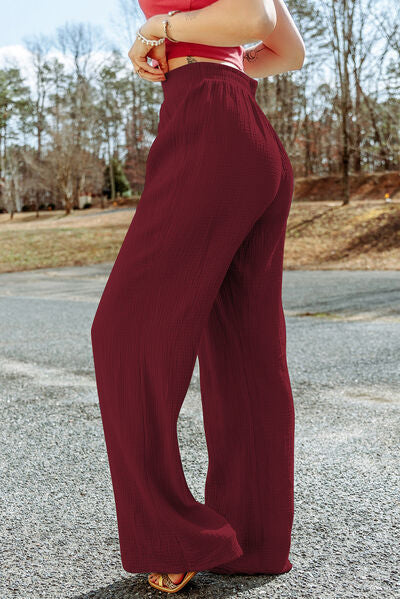 Tahira - texture tied wide leg pants