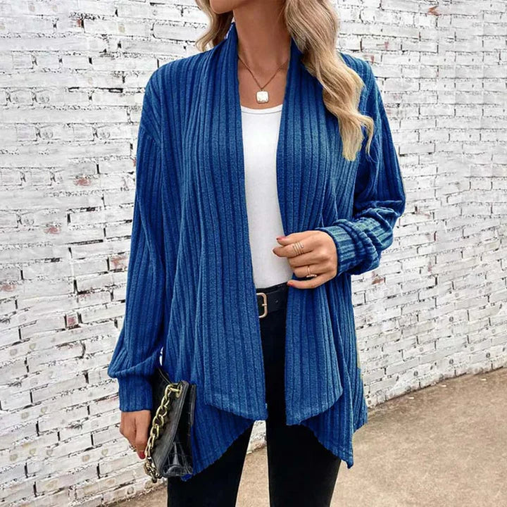 Women’s Cardigan – Relaxed Fit – Soft Knit – Ribbed Texture – Open Front – Hip Length